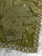 The ethereal Fandy satin fabric Saree