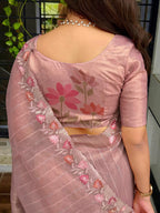 Glass Tissue Organza Saree