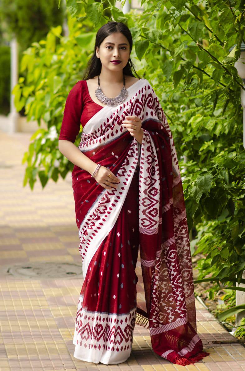Plain Digital Print Saree