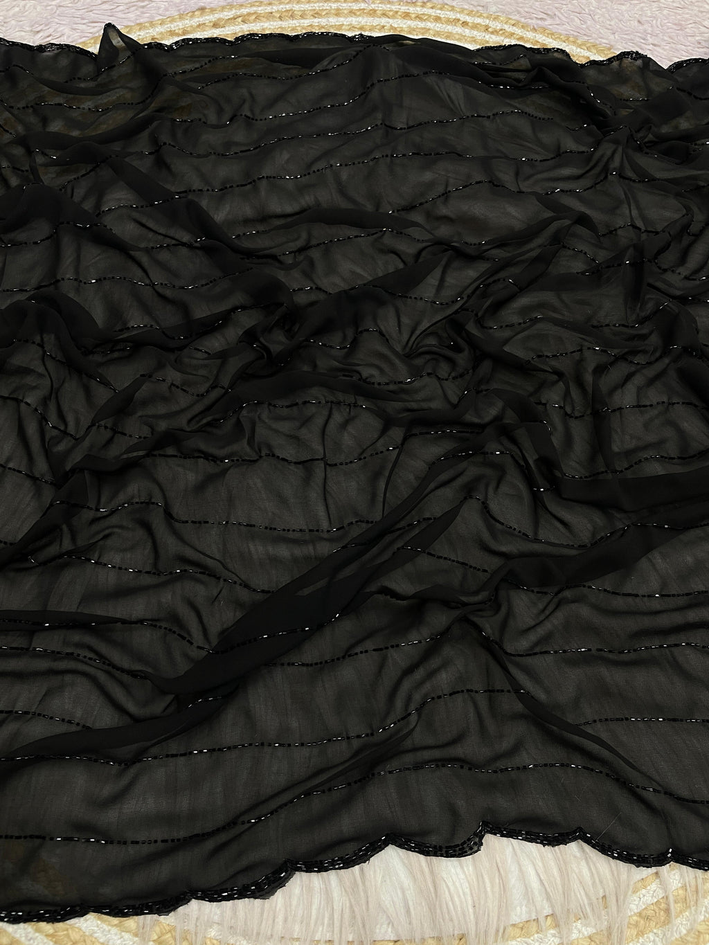 Fox Georgette Wedding Saree With Beautiful Khatli