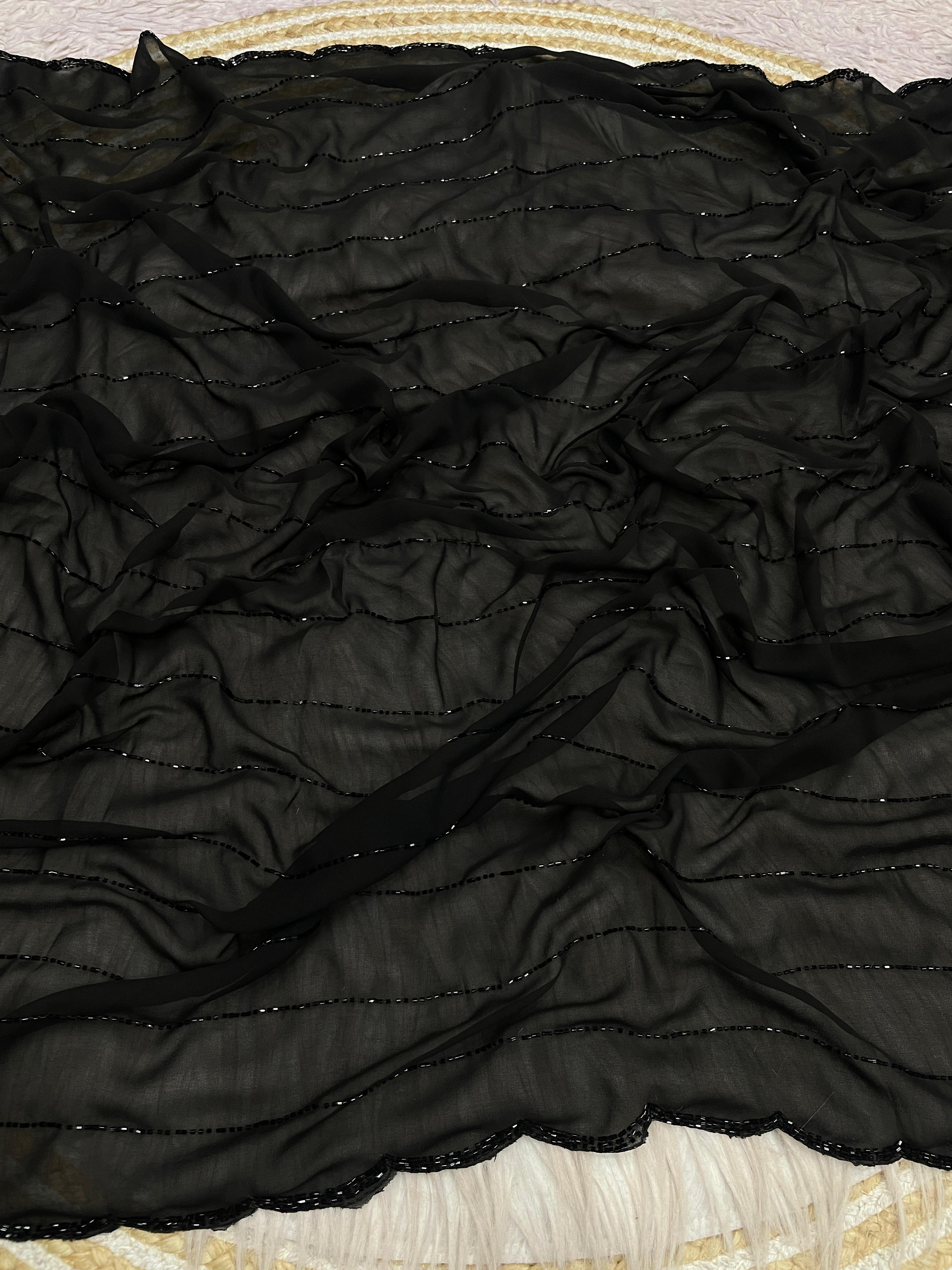 Fox Georgette Wedding Saree With Beautiful Khatli