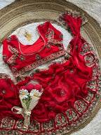 Karvachauth Special Space Silk Red Saree