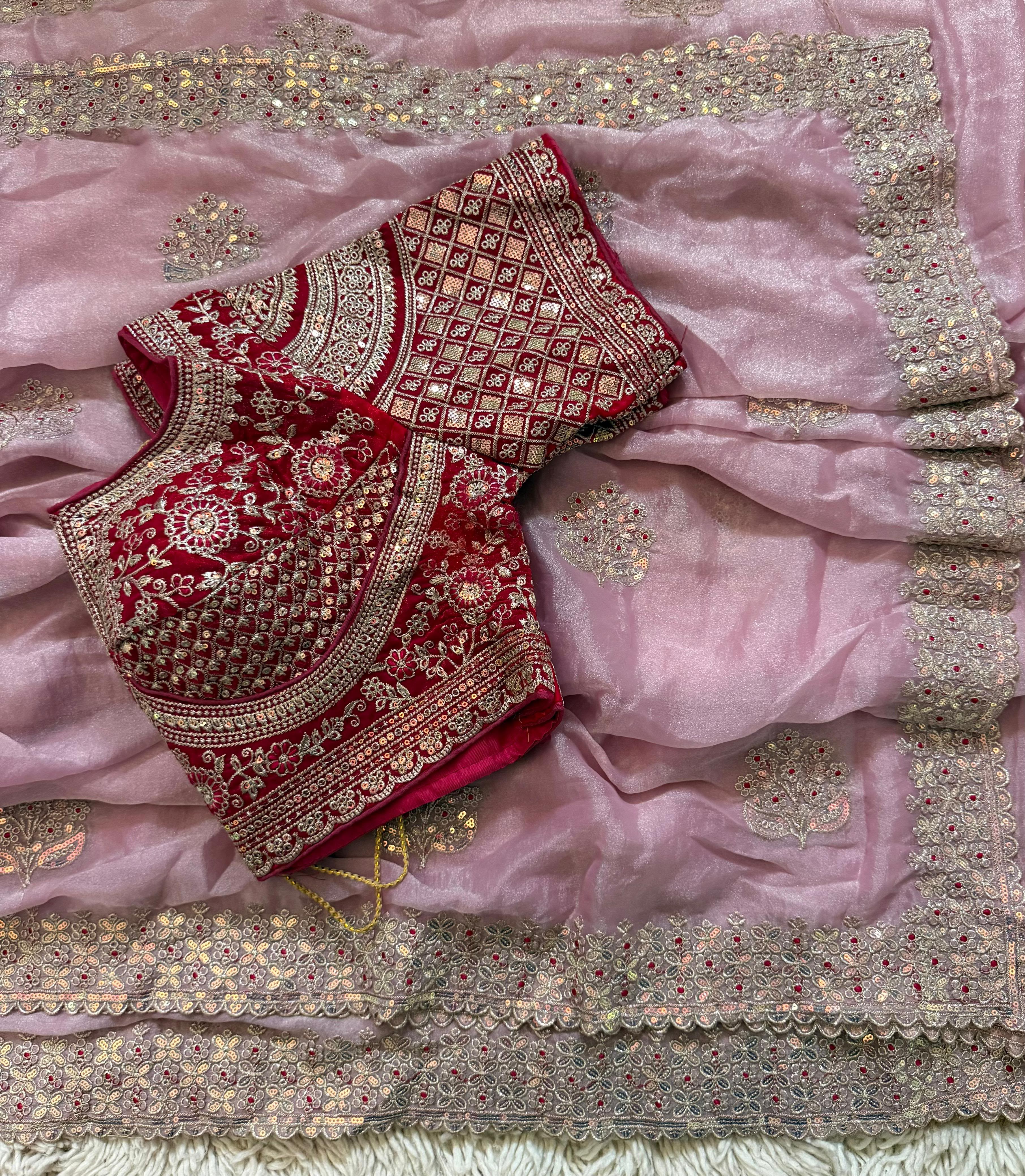 Sabyasachi Inspired Premium Moss Chiffon Saree