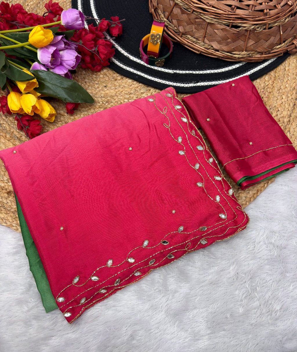 Pure Soft Chinon Peding 2d Saree