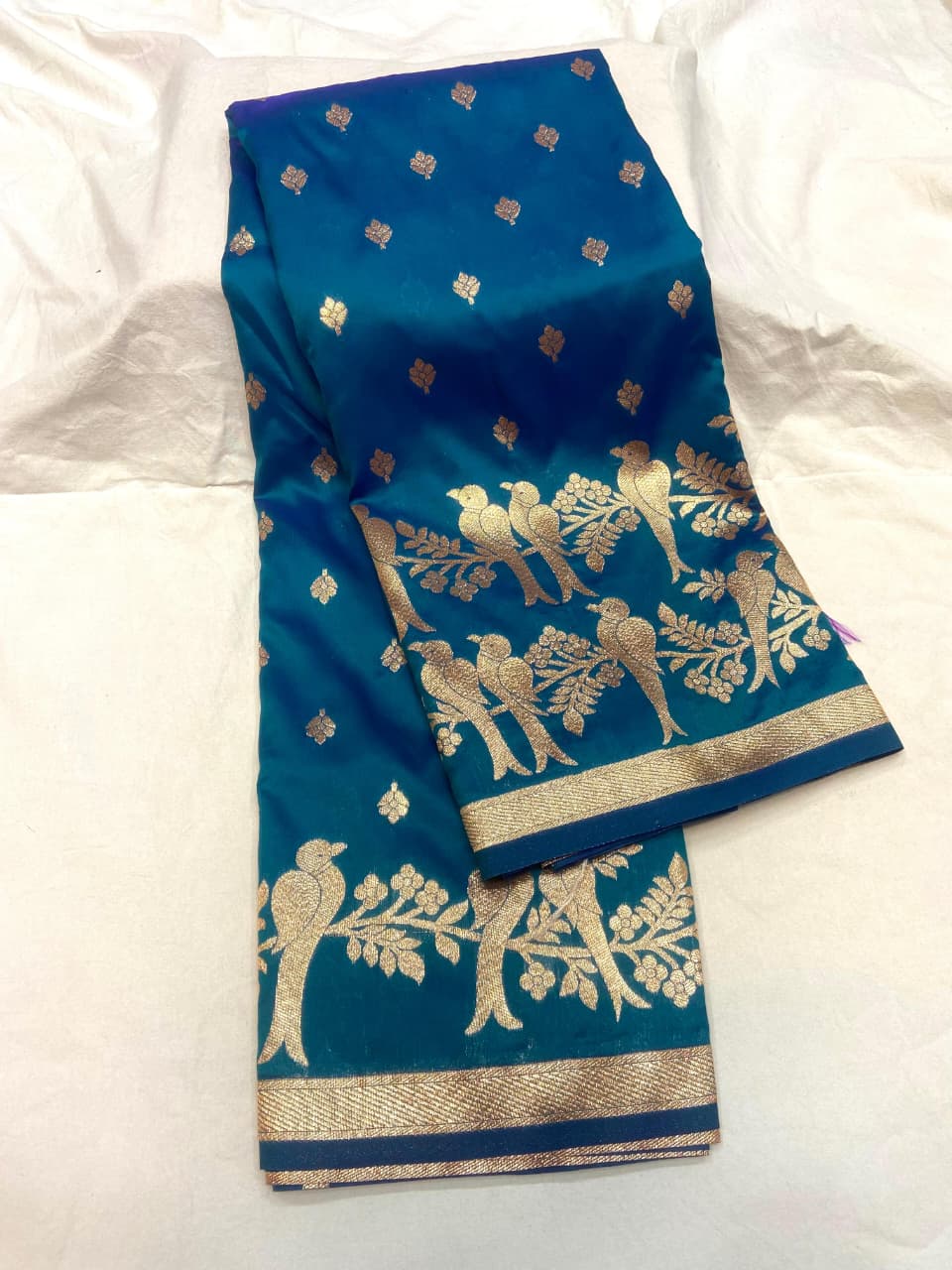 Soft Banarasi Silk Saree Couple Parrot Desgin