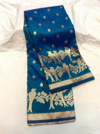Soft Banarasi Silk Saree Couple Parrot Desgin