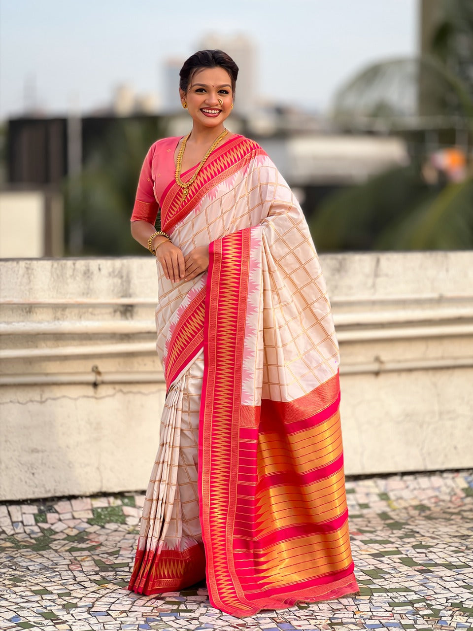 Silk Saree With Gold Zari Traditional Pallu Saree