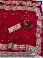 Valentine Special Red Saree