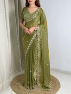 The ethereal Fandy satin fabric Saree