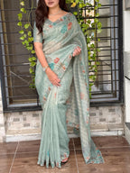 GLASS TISSUE ORGANZA SAREE