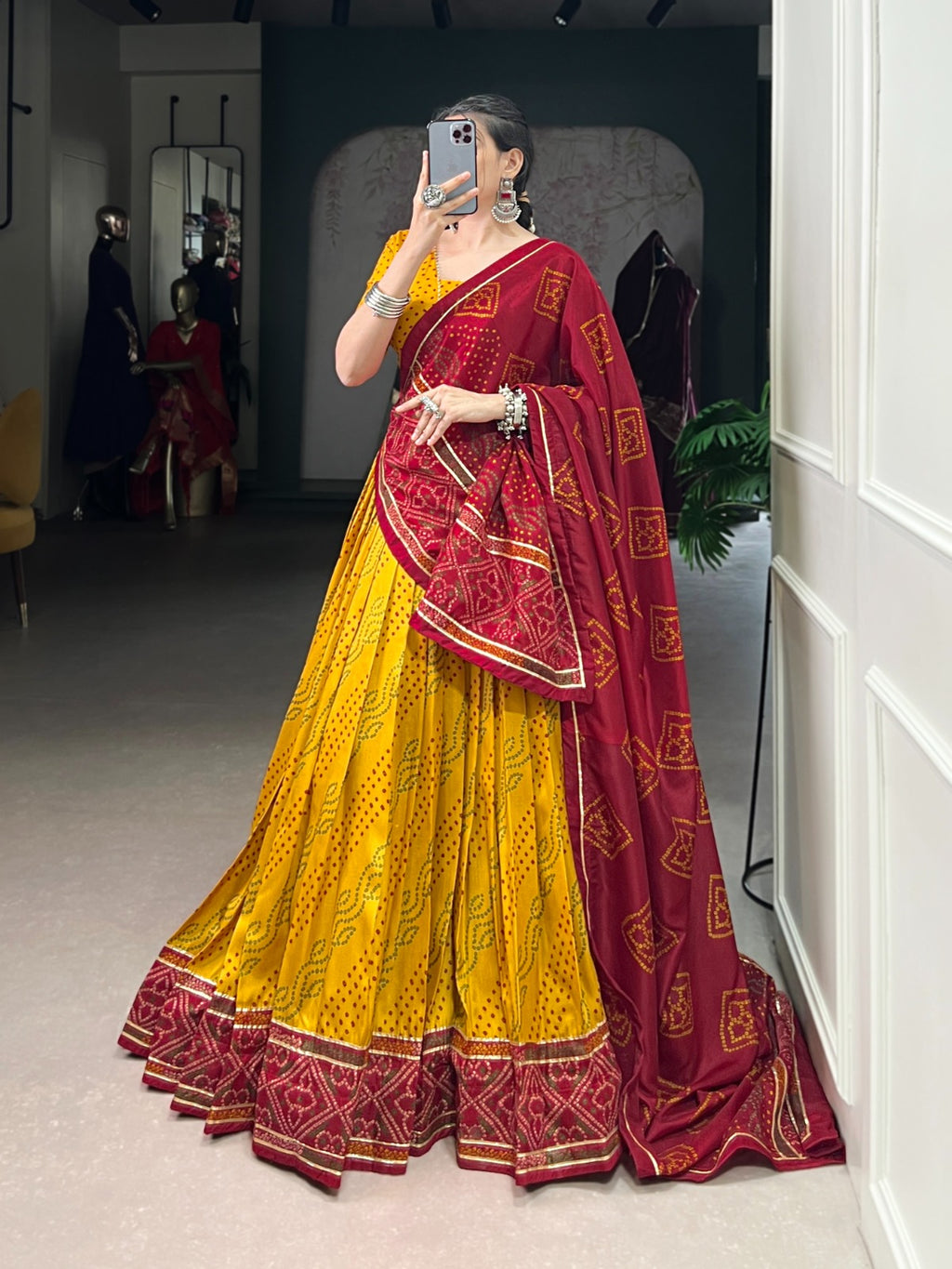 Tasar Silk Bandhej Lahenga