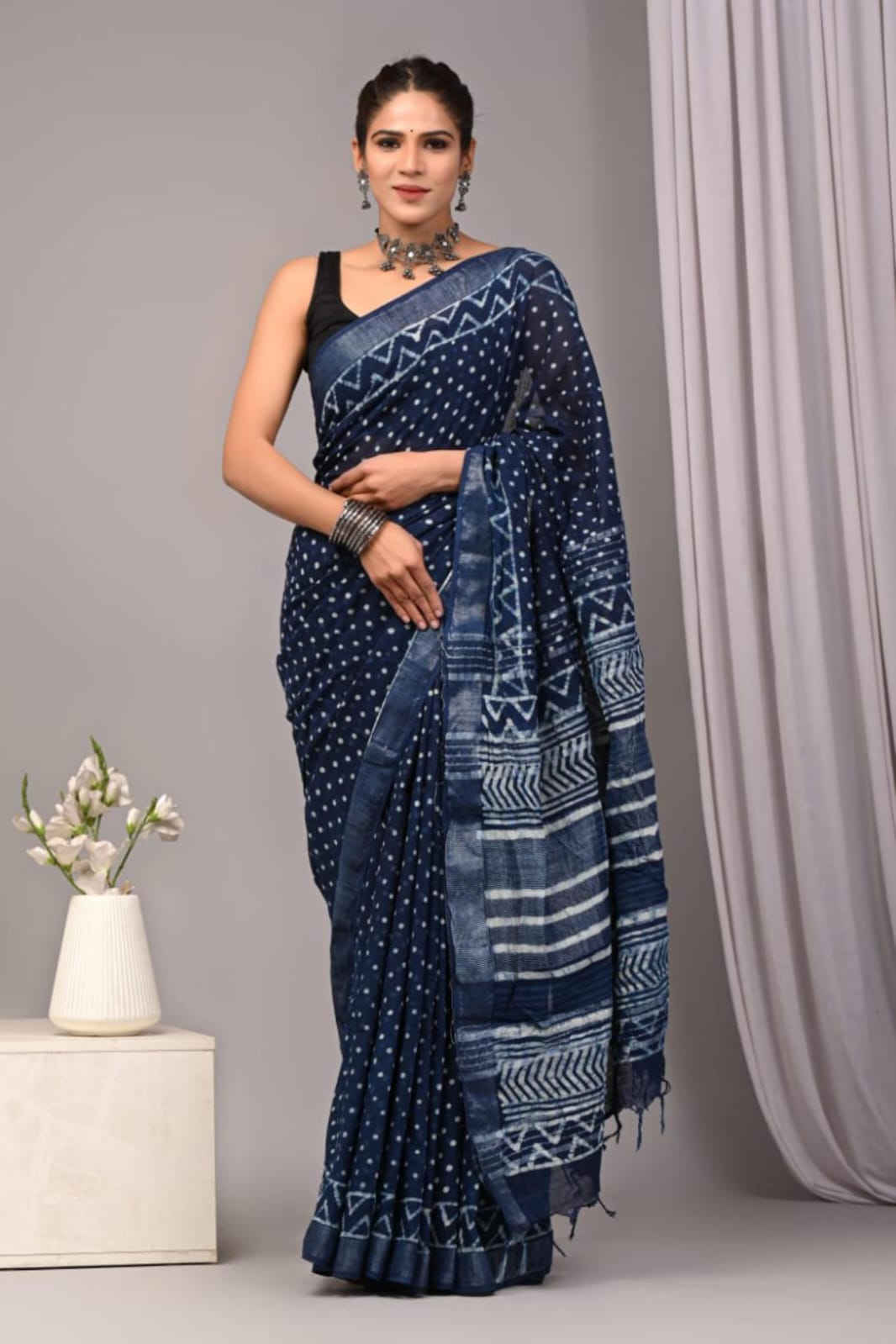 DIGITAL PRINT LINEN SAREE
