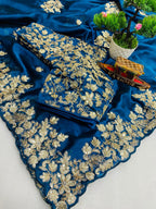 Blue Well Pure Rangoli Silk Saree