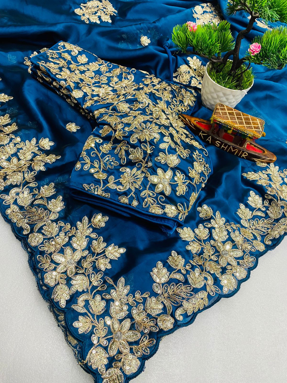 Blue Well Pure Rangoli Silk Saree