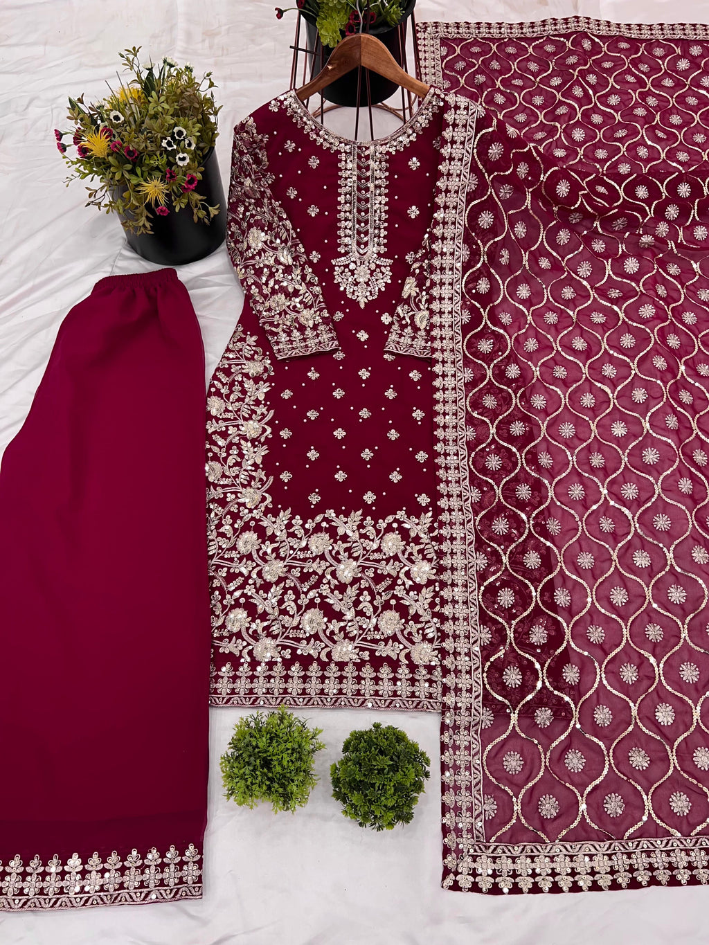 Party Wear Look Top-Plazzo