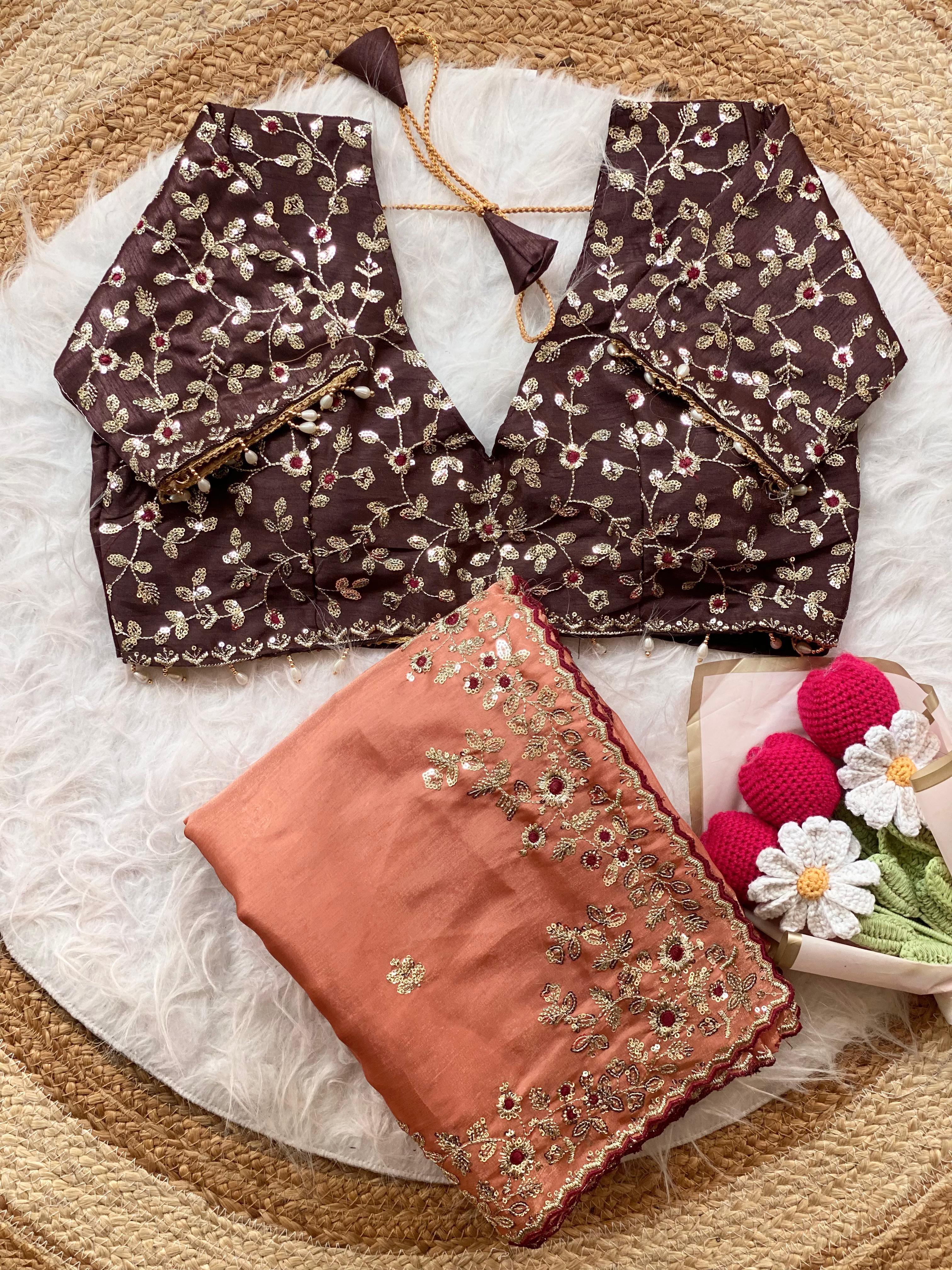 Wedding Perfect Soft Satin Silk Sequence Saree