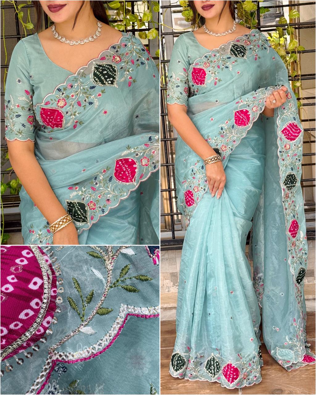SUPERHIT CRYSTAL TISSUE SAREE