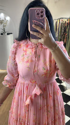 Carnation Pink Georgette Frock