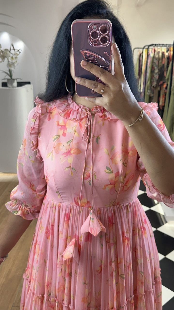 Carnation Pink Georgette Frock