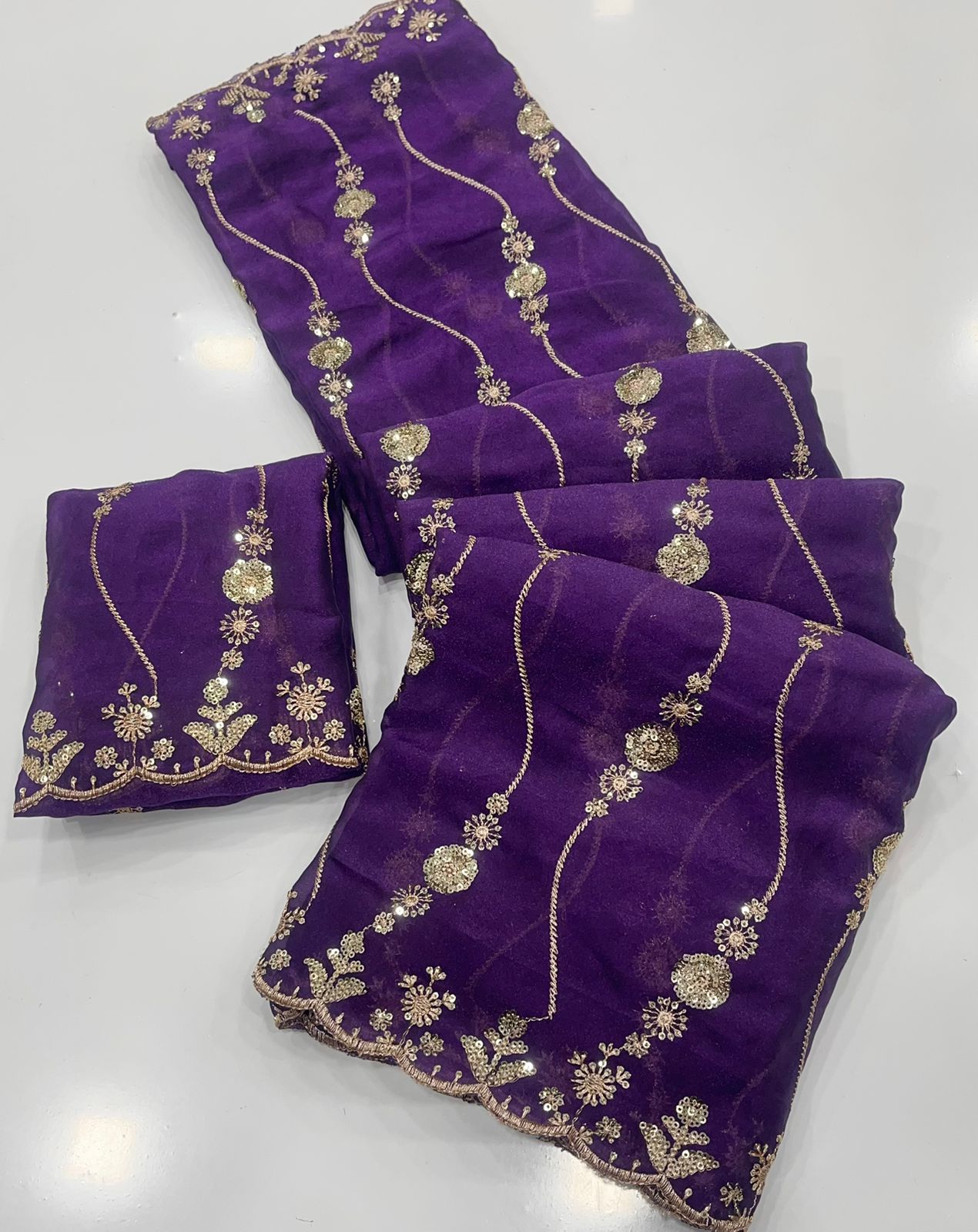Nc Moss Sattin Dual Shad Multi Emrodairy Sequence Saree