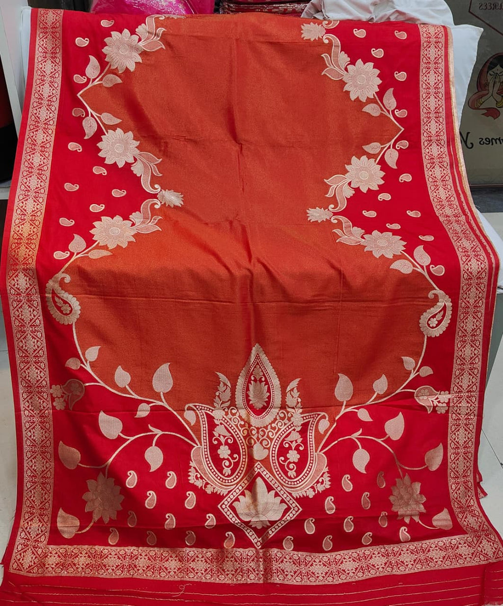 Pure Hand Dyeing Chainy Tissue Shimmer Saree