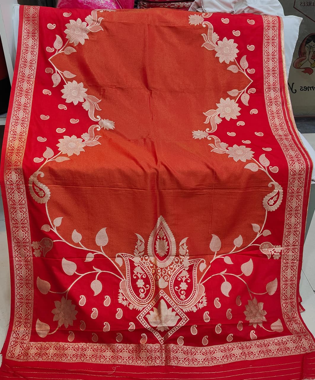 Pure Hand Dyeing Chainy Tissue Shimmer Saree