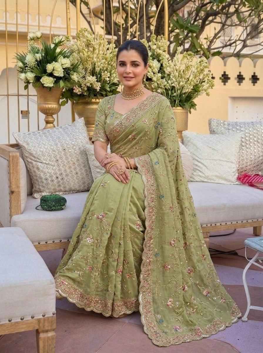Karvi Party Wear Soft Star Georgette Saree