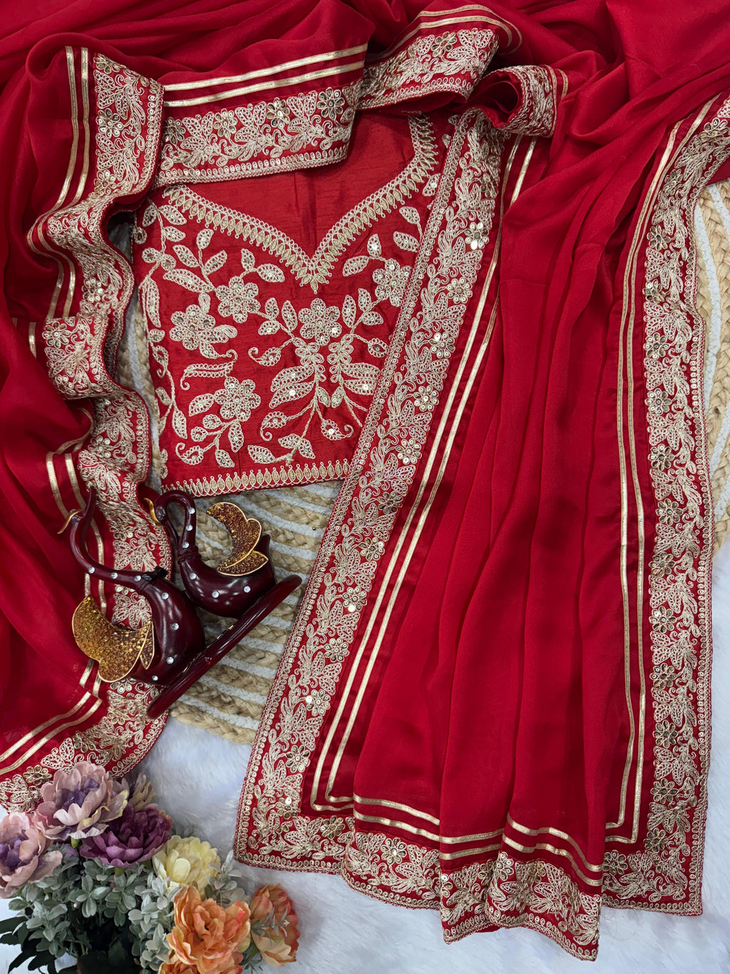 Soft Rangoli Silk Red Saree
