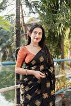 Vintage Style Borderless Soft Silk Woven Saree
