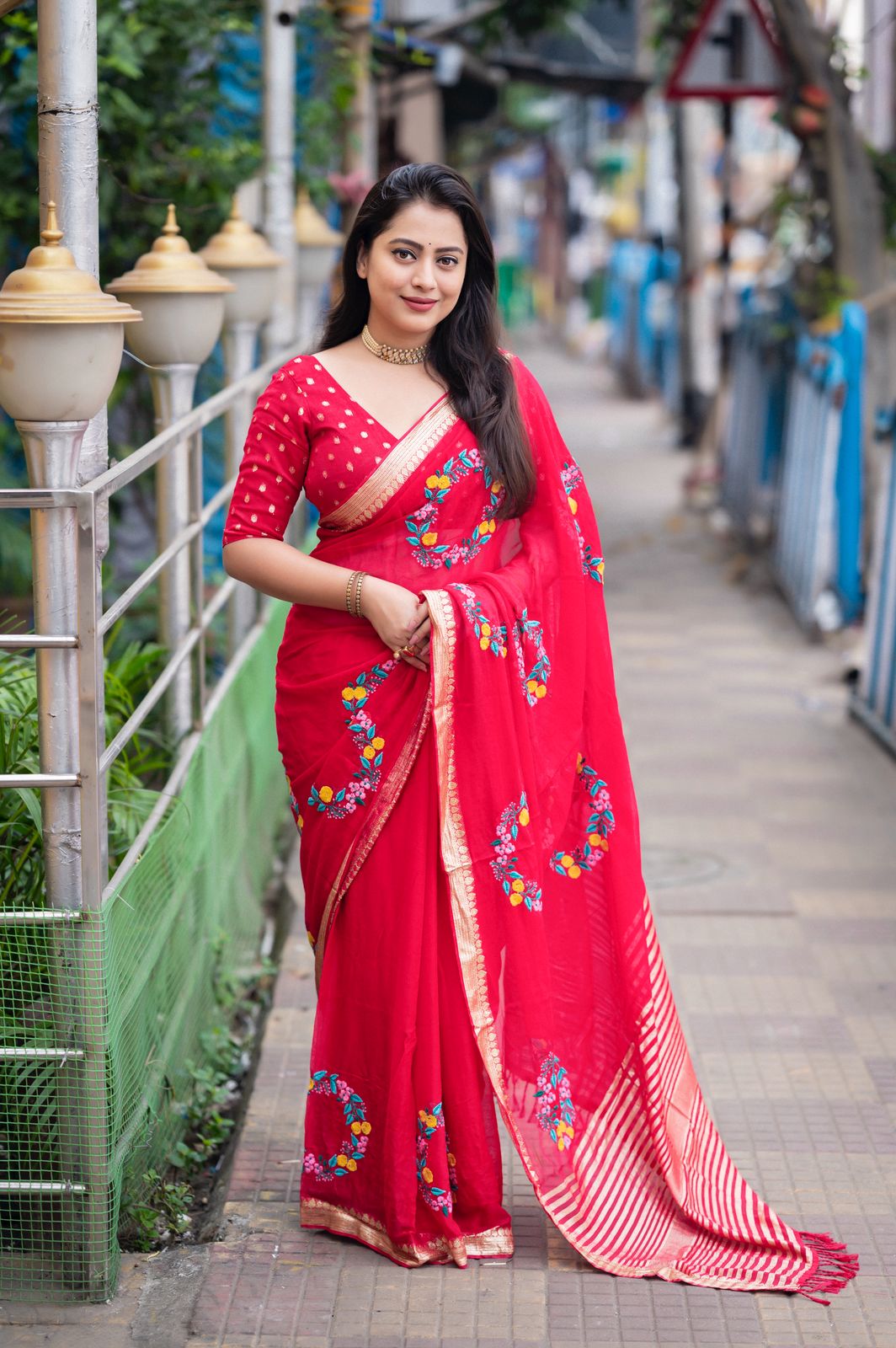 Pure Georgette Embroidery Saree
