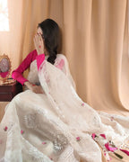 Pure soft Off-white silk organza saree