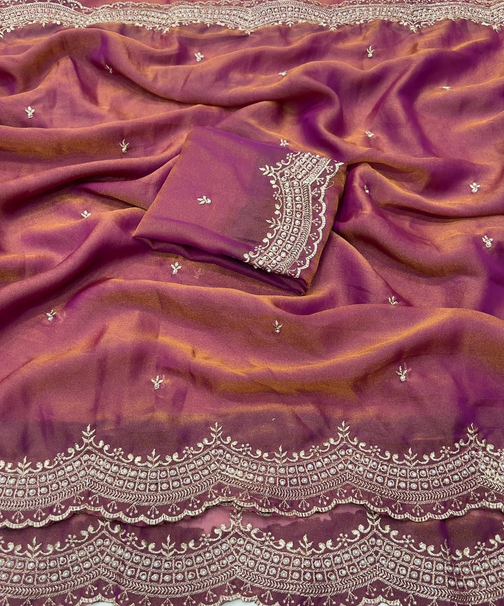 Multi Emrodairy Work Saree