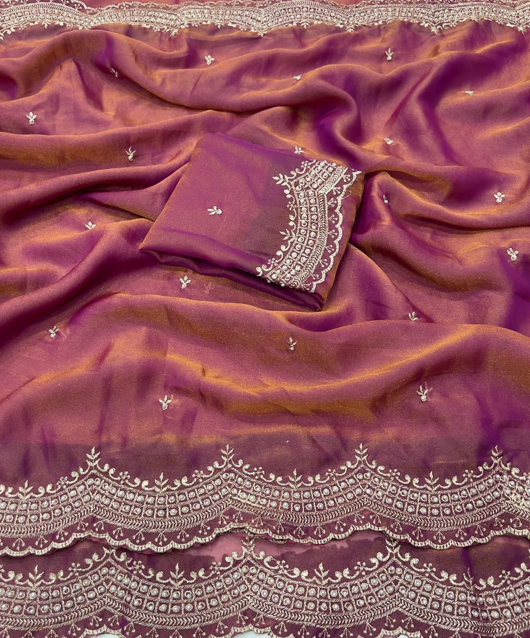 Multi Emrodairy Work Saree