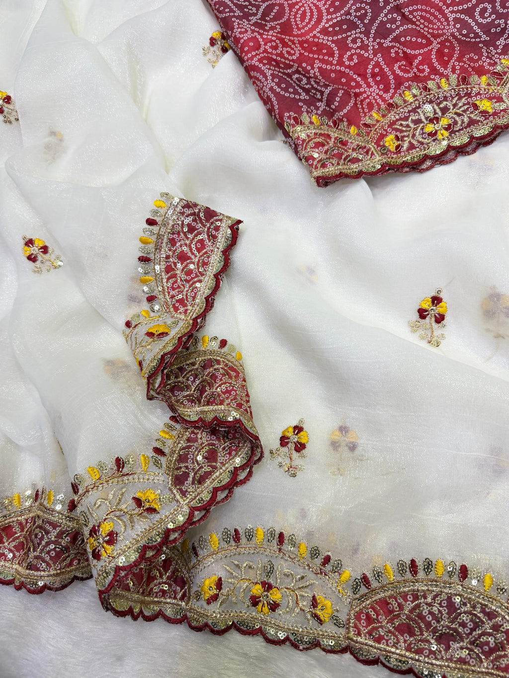 Soft Crunchy Beautiful Aplic work Saree