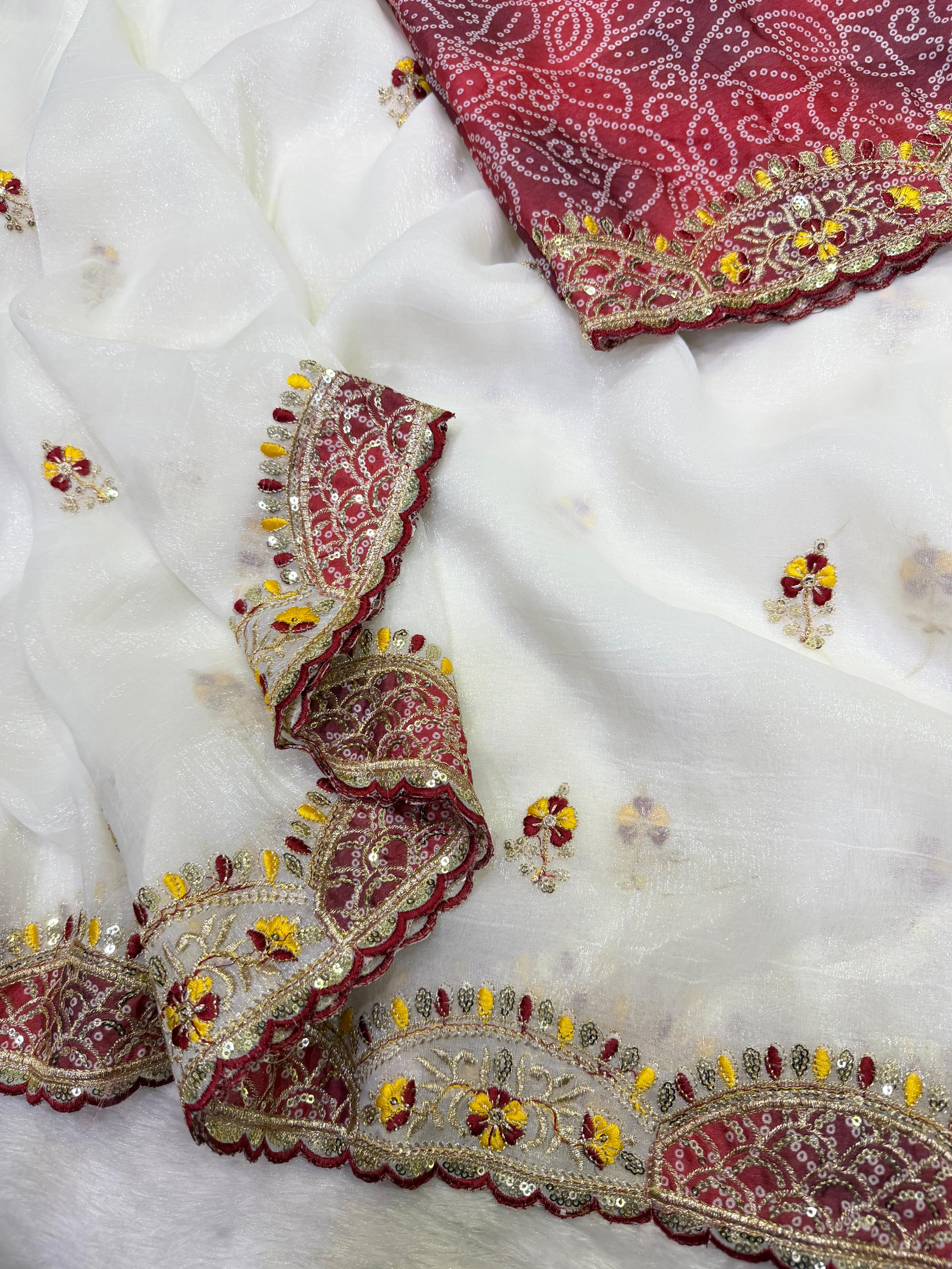 Soft Crunchy Beautiful Aplic work Saree