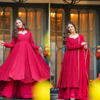 Anarkali Red Suit Plazzo Dupatta
