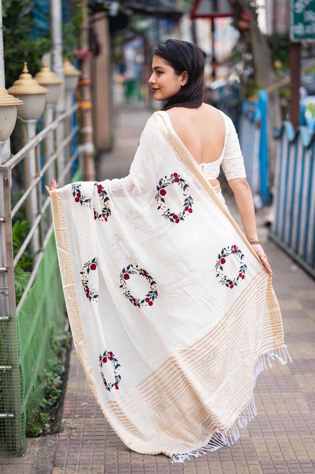 Pure Georgette Embroidery Saree