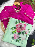 Georgette Green Saree