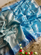 Elegant Sky Blue Silk Saree