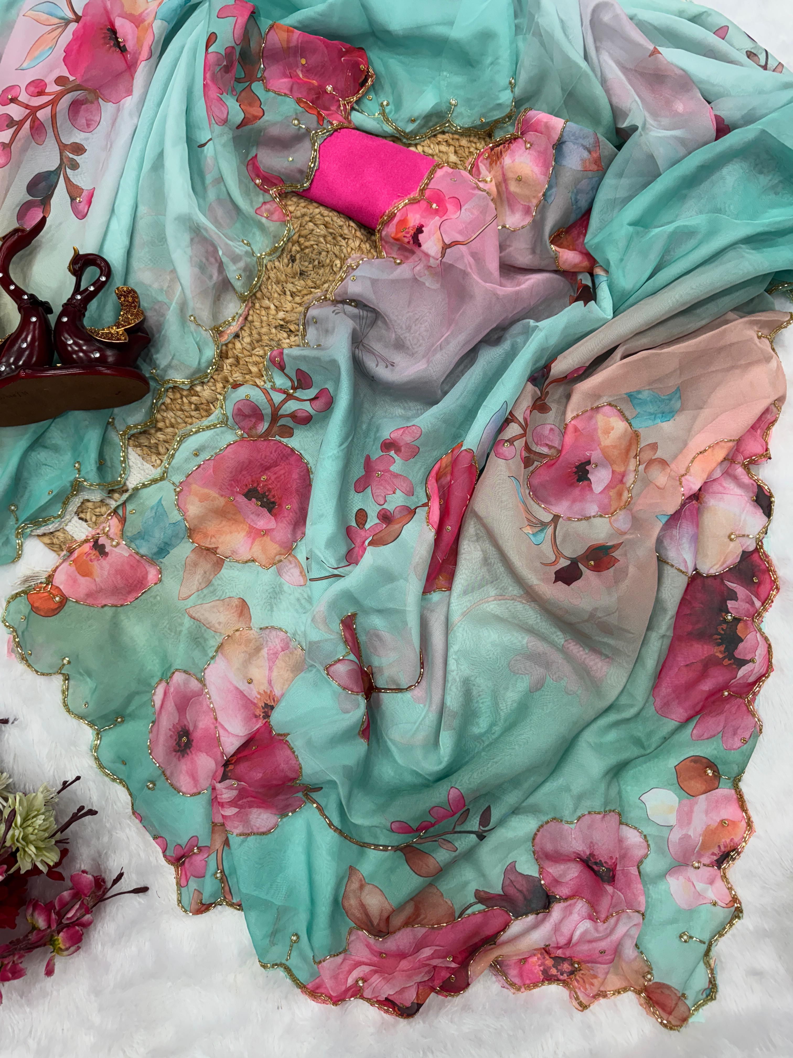 FLORAL HANDIWORK SAREE