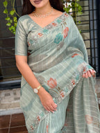 GLASS TISSUE ORGANZA SAREE