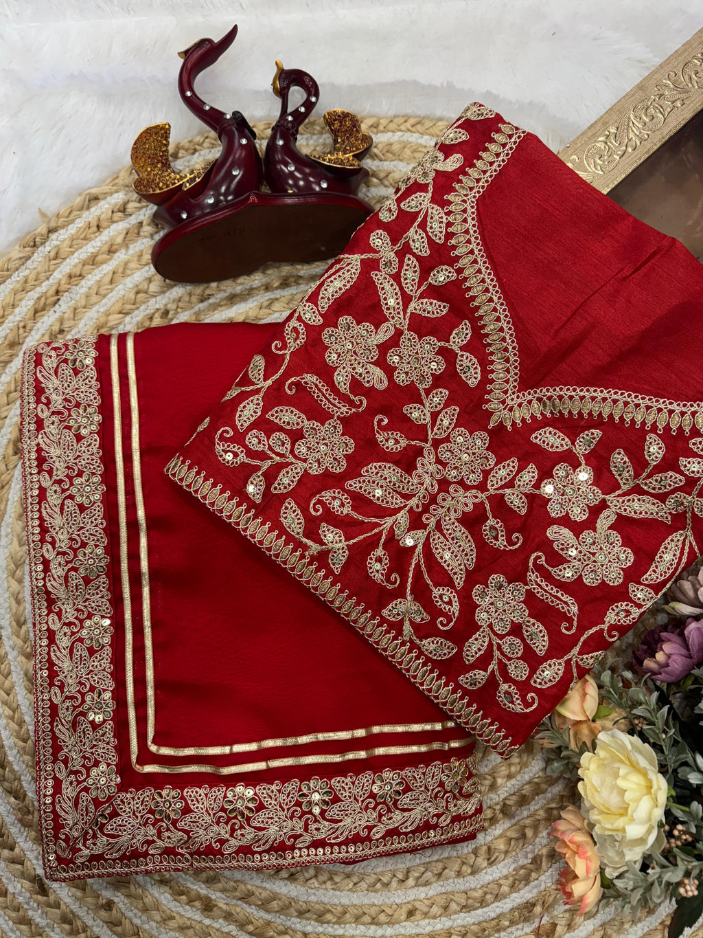Soft Rangoli Silk Red Saree