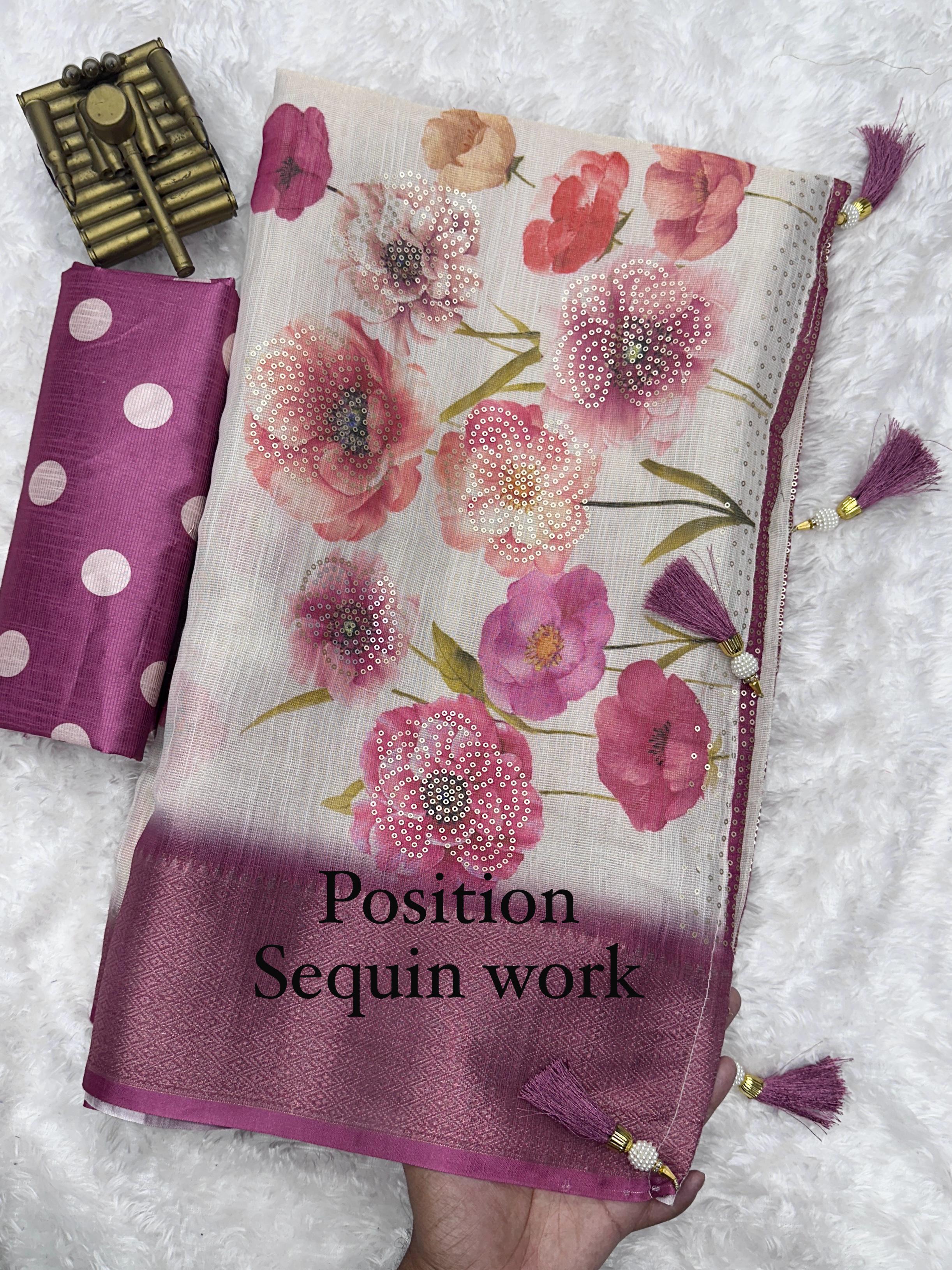 POSITION SEQUIN WORK SAREE