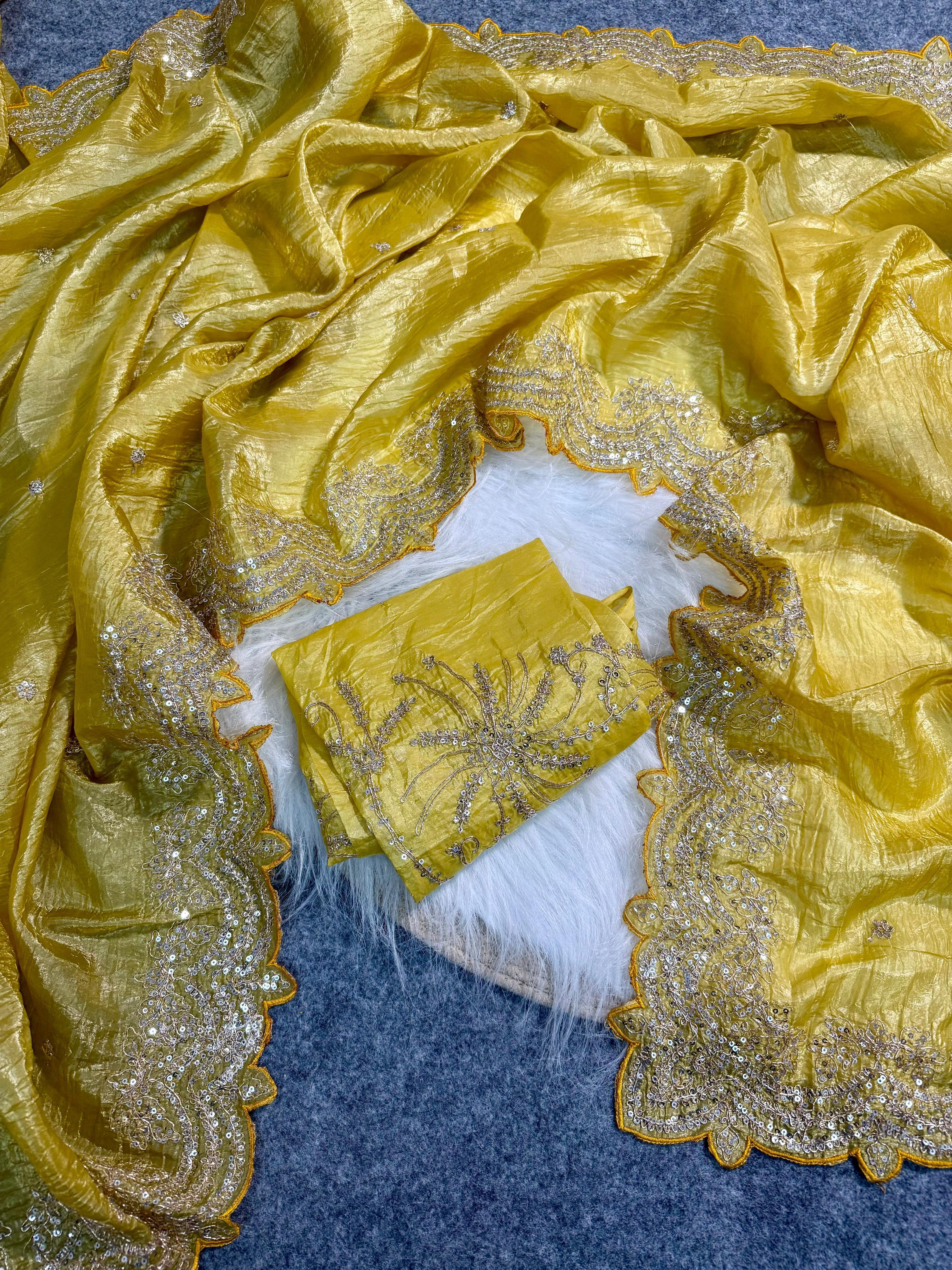 Premium Gold Crush Pure Fabric Saree