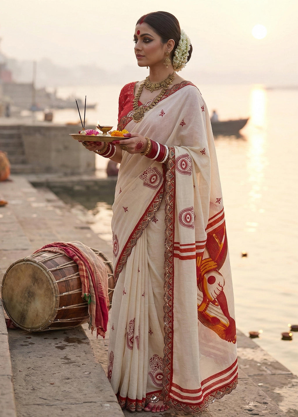 Premium Mulmul Cotton Pooja Special Saree