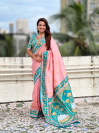 Soft Silk Paithani Saree With Cow nanadi motifs