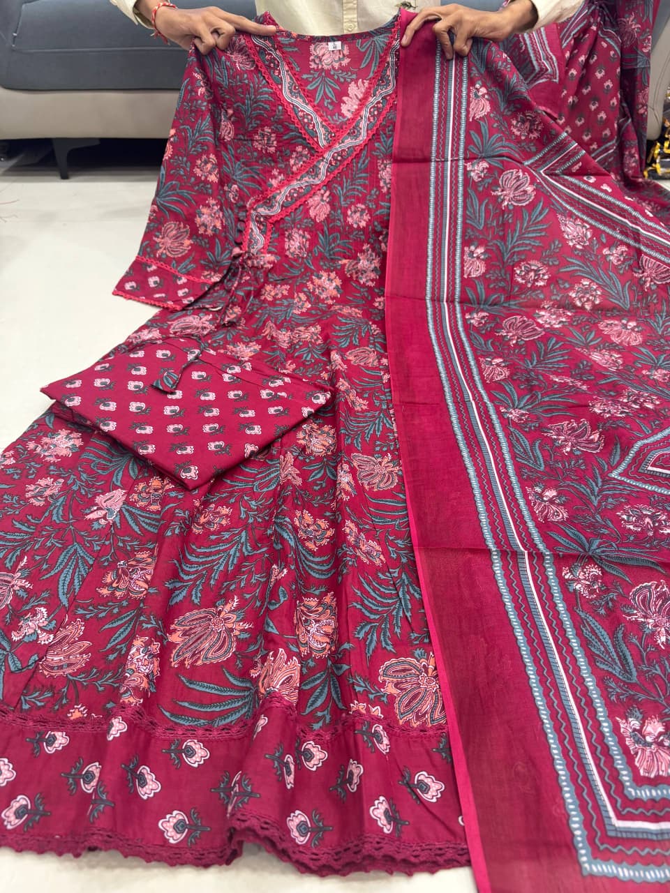 Original Jaipuri Cotton Anarkali Round Kurti