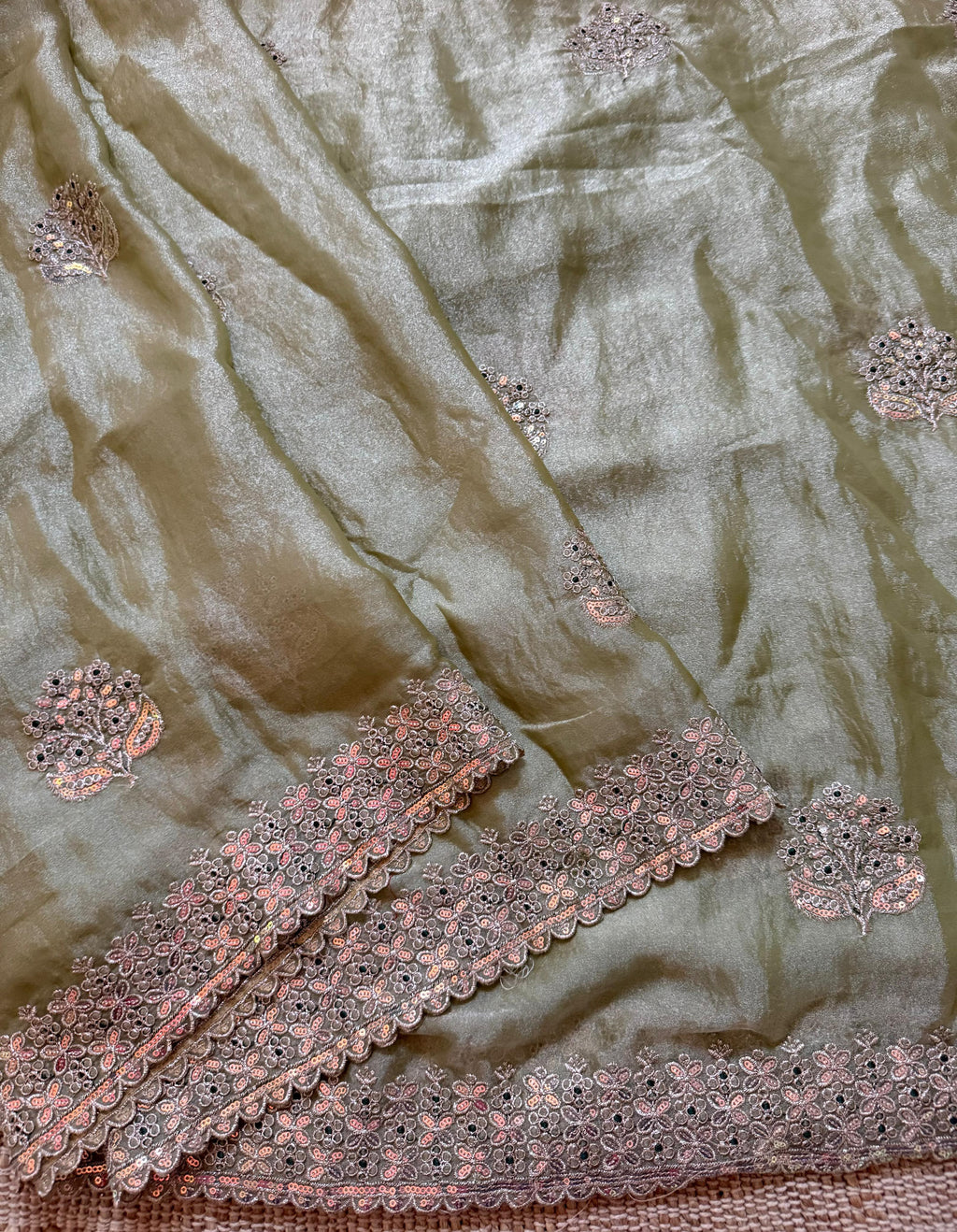 Sabyasachi Inspired Premium Moss Chiffon Saree