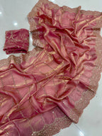 Space Sattin Muti Sequence Emrodairy Work Saree