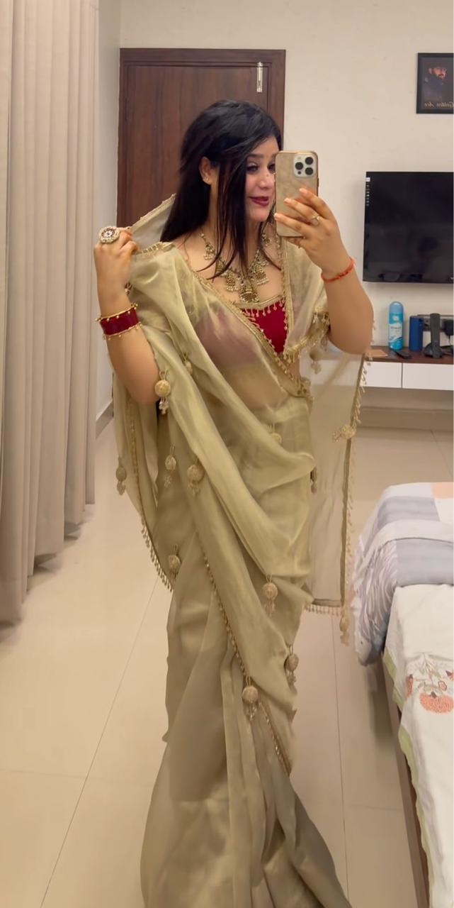 Gold Satin Saree